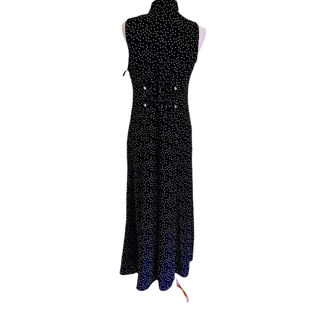 David Warren Y2K Sleeveless Polka Dot Maxi Dress | Black & White | Medium - Picture 3 of 4